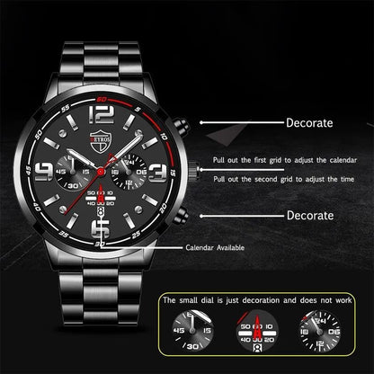 Stainless Steel Calendar Watch for Men