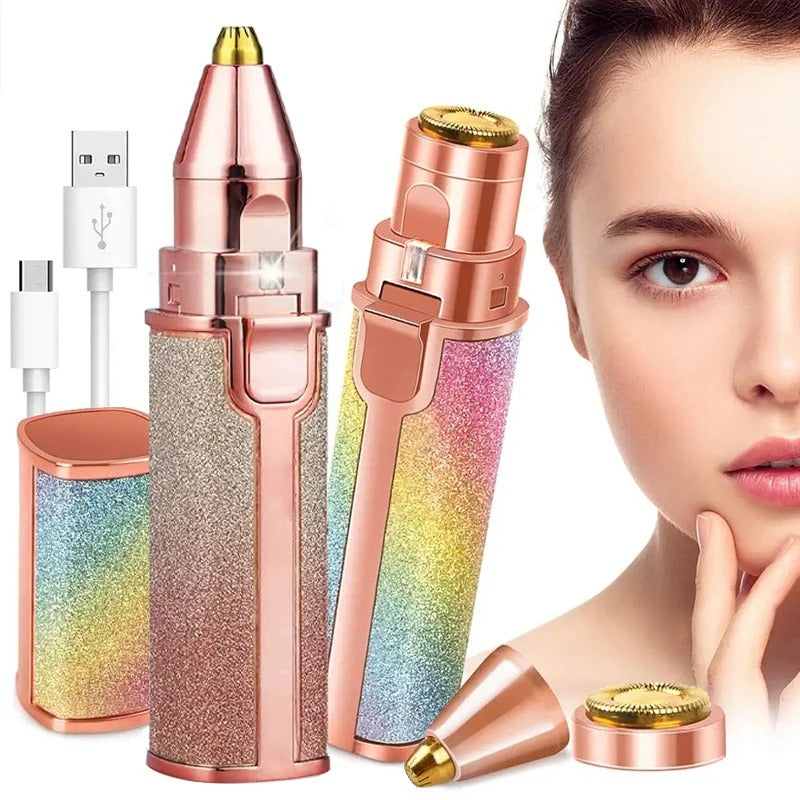 2-in-1 Rechargeable Electric Eyebrow & Facial Hair Remover for Women | USB Portable Painless Trimmer