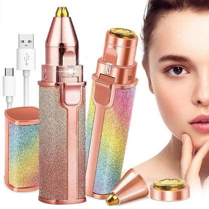 2-in-1 Rechargeable Electric Eyebrow & Facial Hair Remover for Women | USB Portable Painless Trimmer