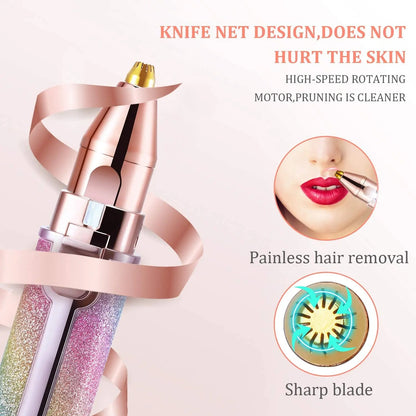 2-in-1 Rechargeable Electric Eyebrow & Facial Hair Remover for Women | USB Portable Painless Trimmer